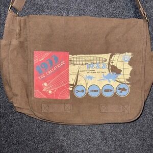 Rothco Messenger Bag Brown Canvas Flight School Graphic Adjustable Strap